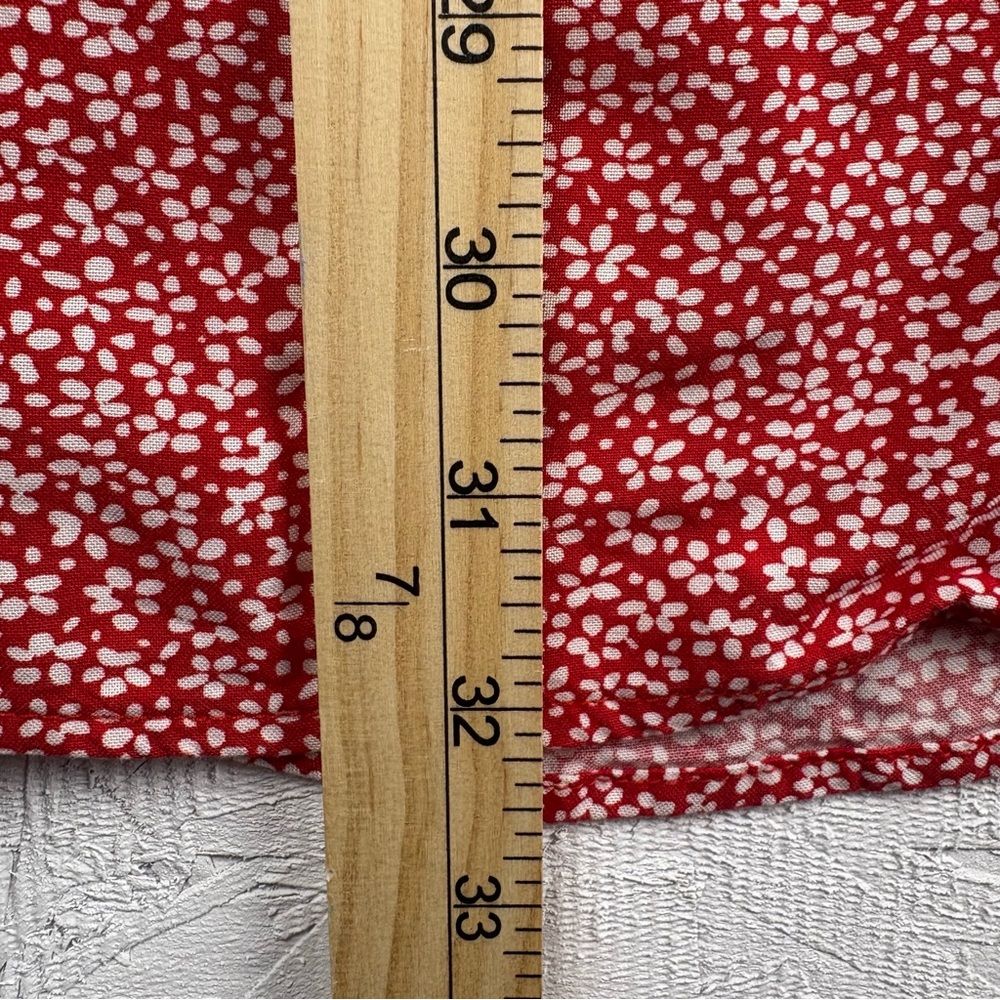 Divided By H&M Floral Red Button-Down Mini Dress Short Sleeves Tie Back - Medium - Picture 6 of 8